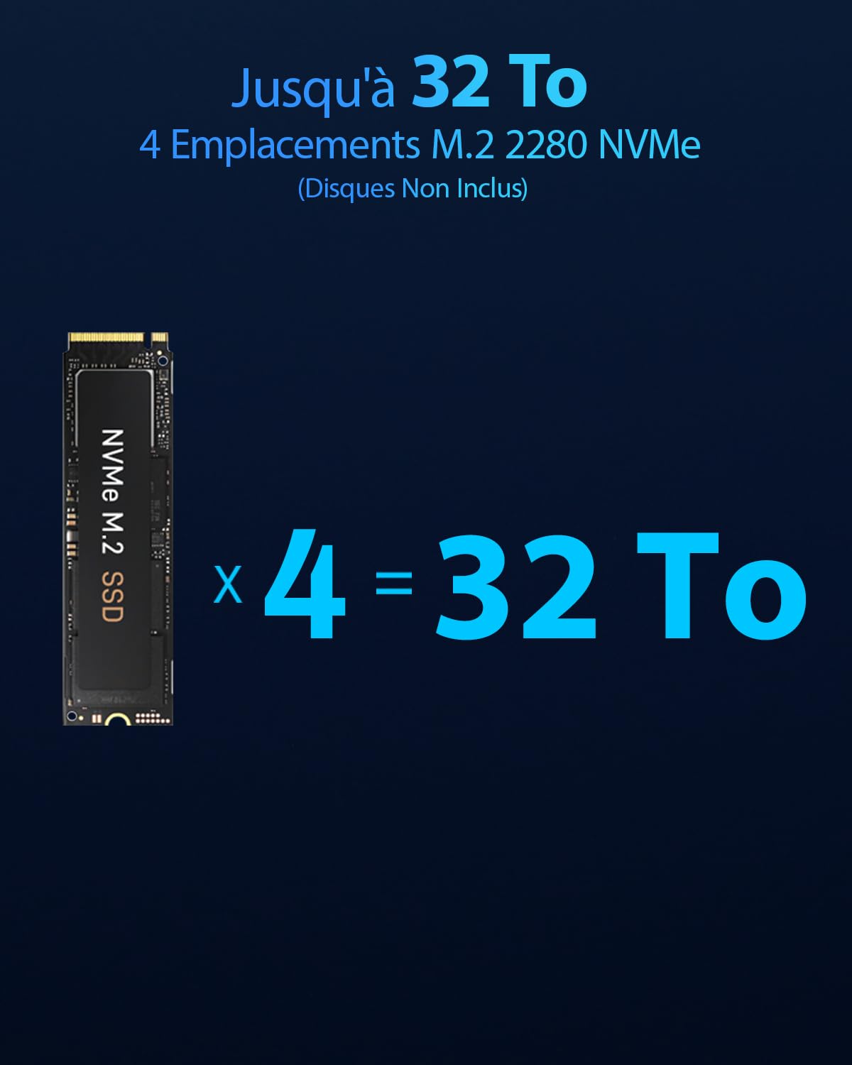 TERRAMASTER D4 SSD Boîtier 4 Baies NVMe USB-C 40 Gbit/s (sans Disque)