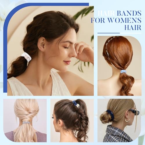 Image of FORENEE Braided Hair Ties No Damage, 10 Pcs Soft Plush Hair Bands for Women's Hair, Bracelet Hair Elastics & Ponytail Holders for Thick Hair - Light Blue