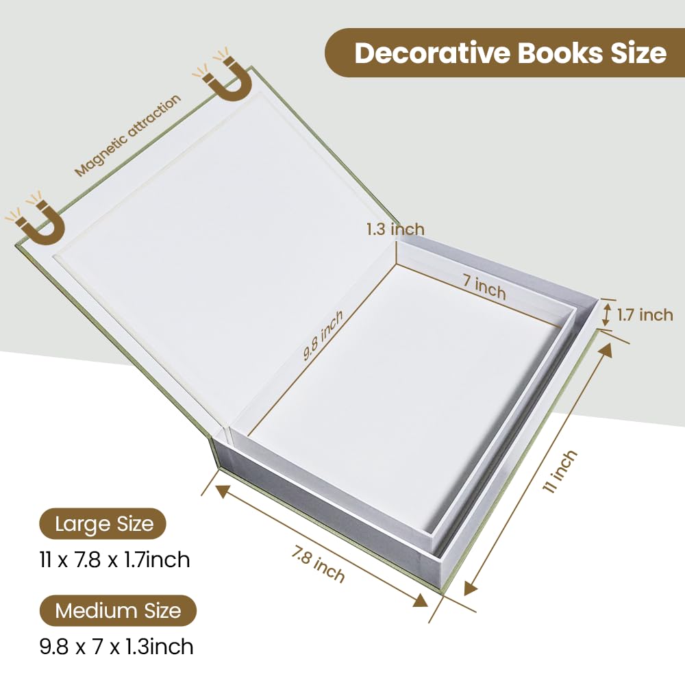 FOOMAN Libri decorativi per la casa – Set di 2 libri finti in lino per tavolino da caffè, decorazione moderna per la casa per soggiorno e mantello, neutro, impilabile, scatola portaoggetti per libri
