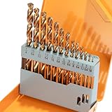 INTHEEND 13Pcs Cobalt Drill Bit Set, M35 HSS Twist Jobber Length Drill Bit Kit for Hardened Metal, Iron, Stainless Steel, Plastic, and Wood with Metal Indexed Storage Case, 1/16'-1/4'