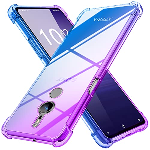 Xperia XZ3 ケース クリア 薄型 グラデーション色 ケース SO-01M SOV41 ケース 軽量 tpu 耐衝撃 スマホケース 透明 米軍MIL規格取得 おしゃれ 黄変防止防塵一体型 人気 エクスペリア XZ3 携帯カバー 紫/ブルー MD-J