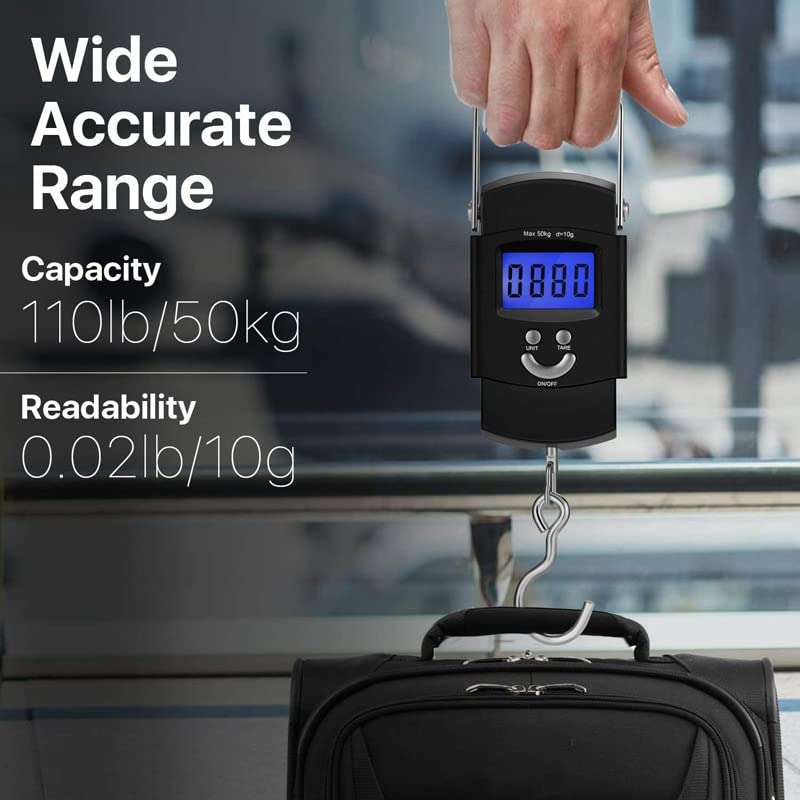Bathroom Scale, Digital Hanging Scales Battery Powered Electronic Portable Luggage Balance Hook with Backlight for Fishing Hunting Farm Outdoor Weighing