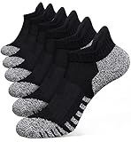 Closemate 6 Paar Sneaker Socken Damen Sportsocken Laufsocken Atmungsaktiv Baumwolle Gepolsterte Antirutsch Knöchel Kurze Halbsocken für Outdoor Fitness im Freien（6Schwarz,Größe M）
