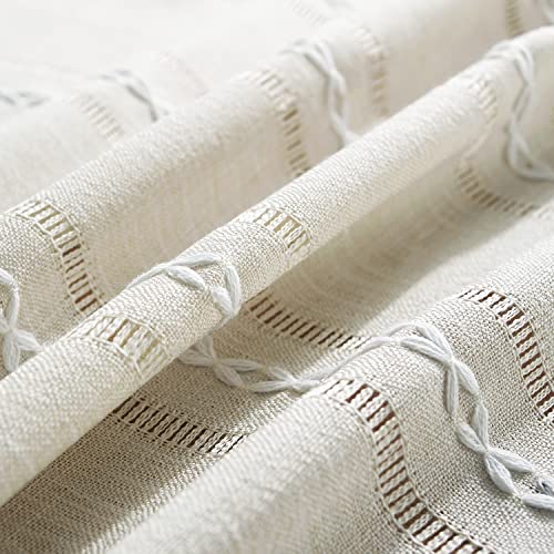 Chassic 60 X 104 Inches Farmhouse Style Linen Tablecloths, Wrinkle Resistant Washable Dining Room Table Cloths For 6 Foot Rectangle Tables - Hemstitch Ivory #TOP5