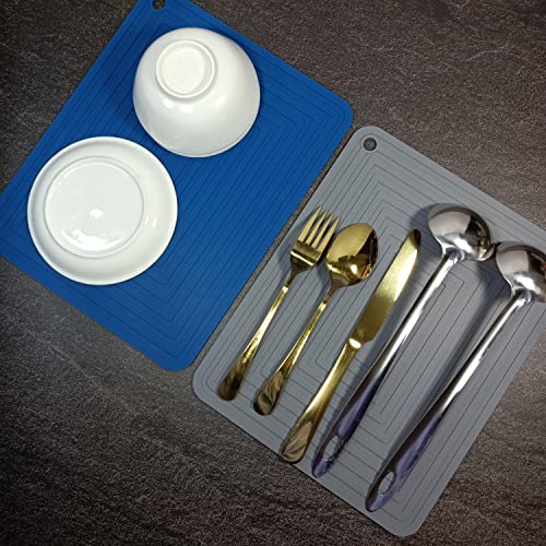 Sunmvehot Silicone Trivets Kitchen Gadgets Set, Silicone Trivets For Hot Dishes, Trivets For Hot Pots And Pans, Grey Silicone Hot Pads For Kitchen, Multi-Purpose Hot Pads Heat Resistant 2 Pack #TOP7