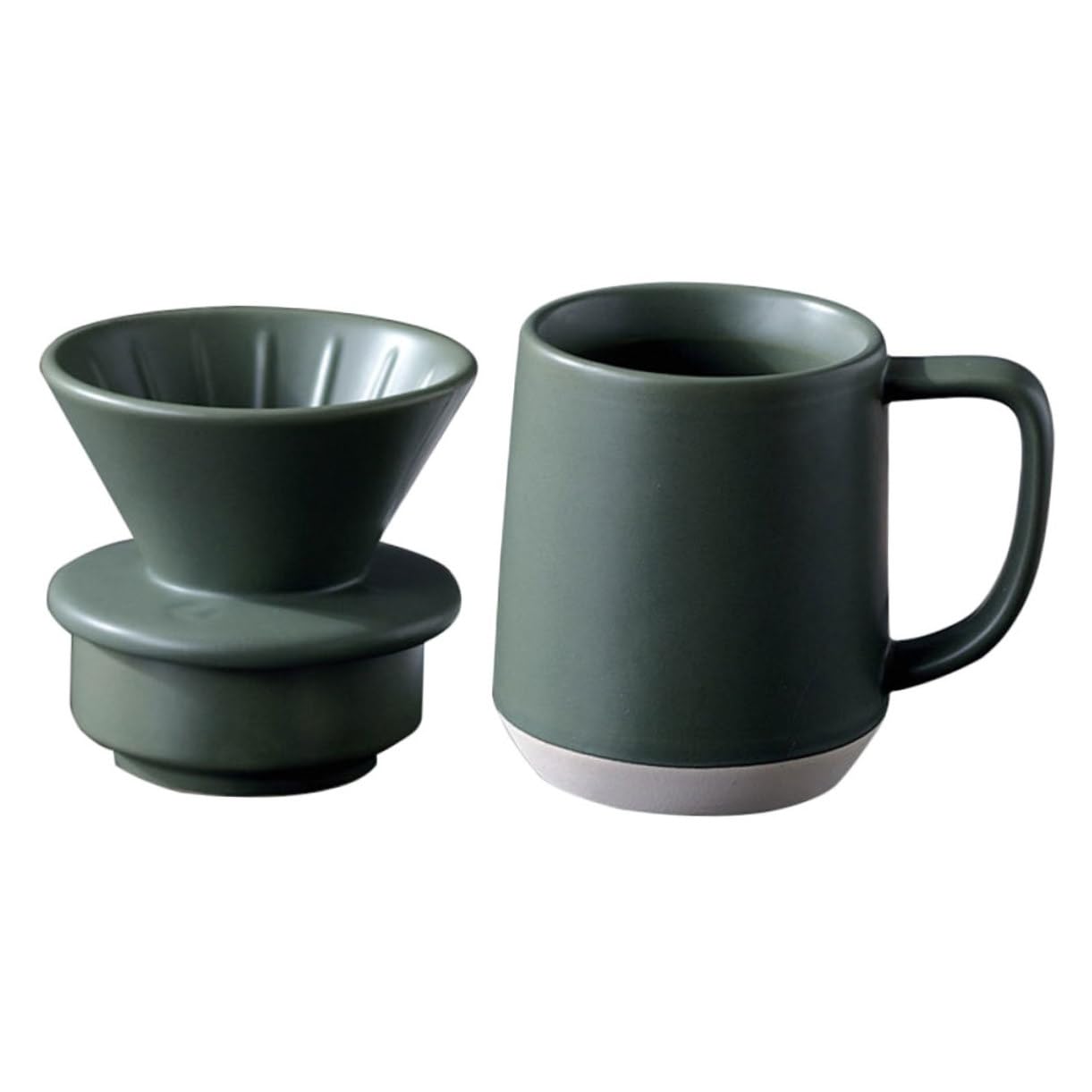 Taza de Filtro de Café y Leche de Cerámica Verde, Reutilizable y Ligera, Apta para Hogar y Viaje, Juego 1 Unidad, Uso Diario y Oficina