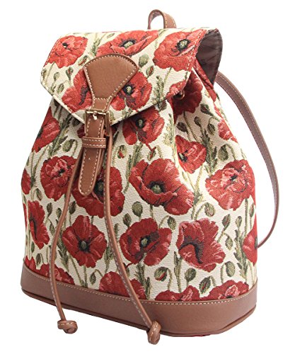Signare Tapestry Fashion Backpack Rucksack for Women with Poppy Flower Design(RUCK-POP)2