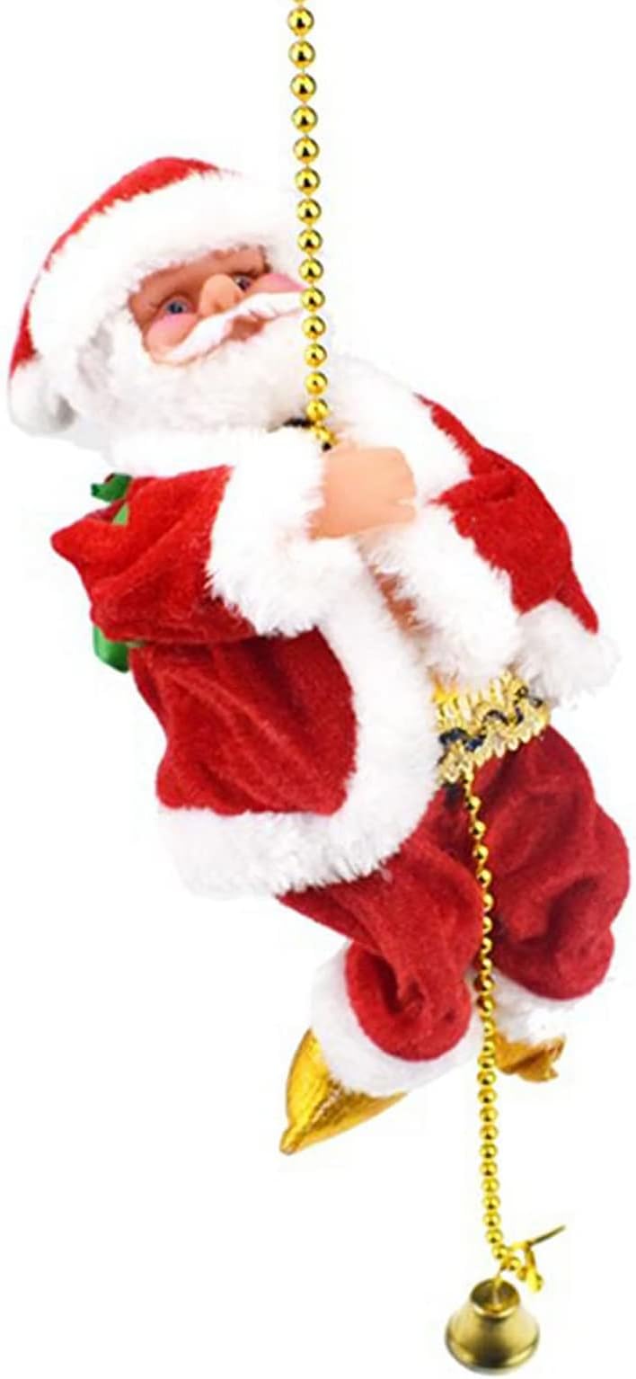 Ornaments,Santa Claus Climbing Beads Battery Operated Electric Climb Up and Down Climbing Santa with Light and Music Christmas Decor Christmas Ornaments