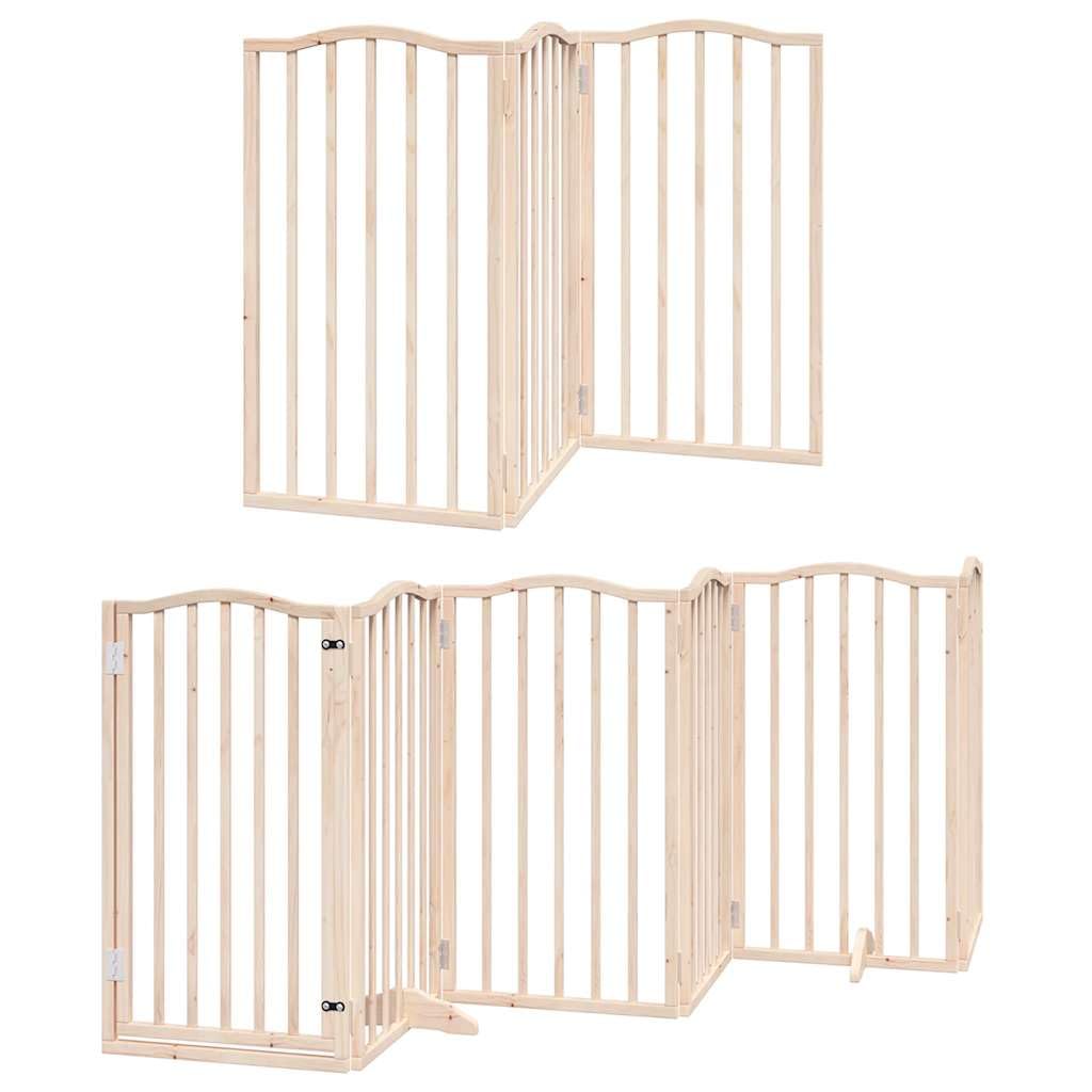15-TLG. Puerta plegable para perros con puerta de madera de álamo de 750 cm, rejilla plegable para perros con puerta con cerradura, puerta para perros plegable sin taladrar