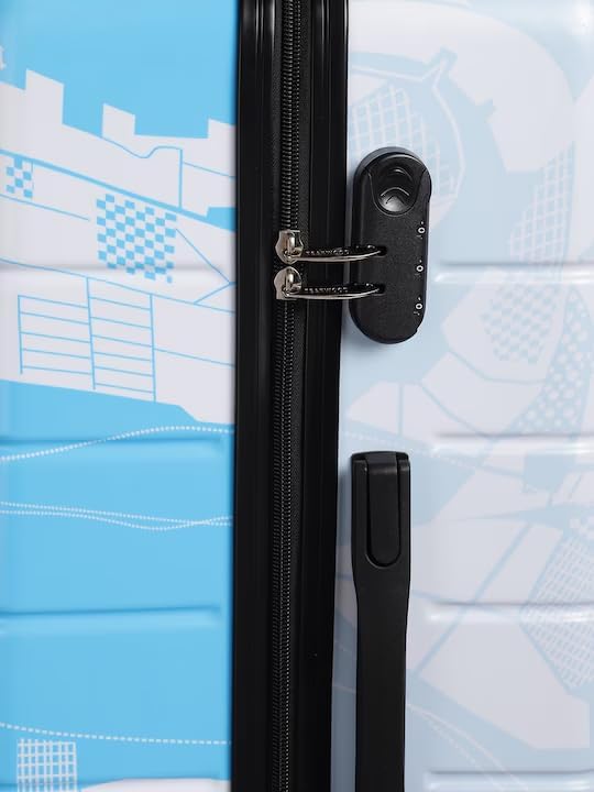 Image of TEAKWOOD LEATHERS Twin Printed 360 Degree Rotation Hard Cabin Trolley Bag, Zip Closure, Combination Key Lock (Blue, Large)