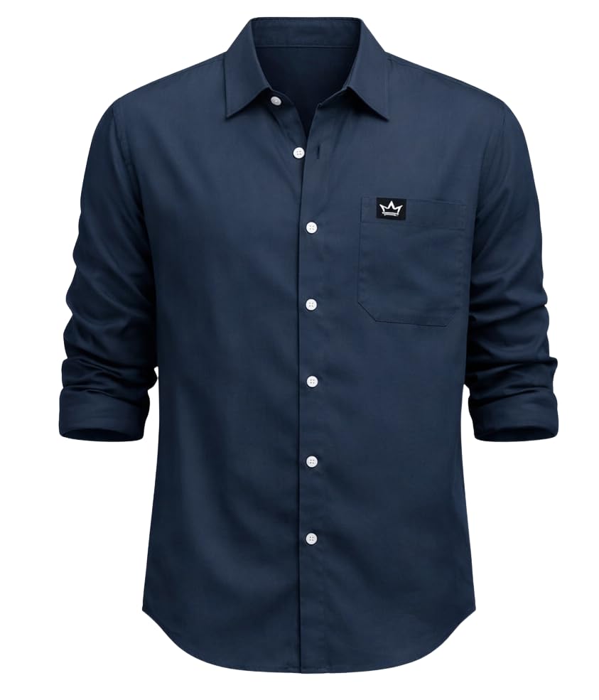 Image of IndoPrimo Men's Regular Fit Cotton Casual Shirt | Premium Solid Full Sleeve Shirt