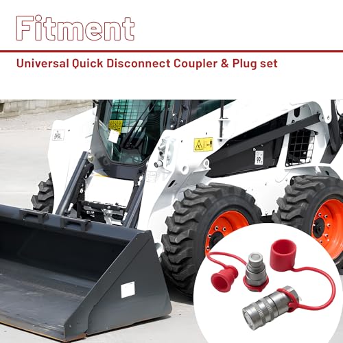 Image of 1 /4 inch NPT Flat Face Hydraulic Quick Connect Coupler Set,1 /4 inchBody ISO 16028, 7350 PSI, 6.34 GPM with Dust Caps, Fit for Compact Tractors & Skid Steers