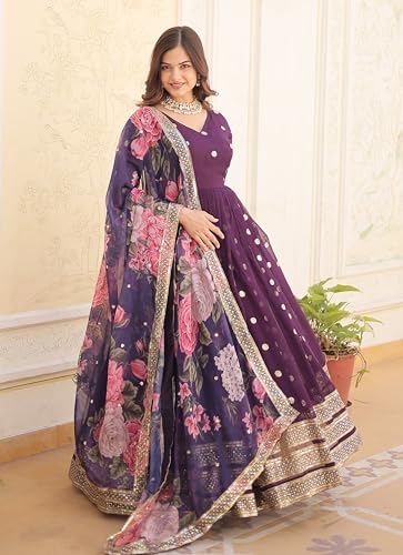 Image of Fashion Basket Georgette Embroidered Anarkali Kurta Set for Women