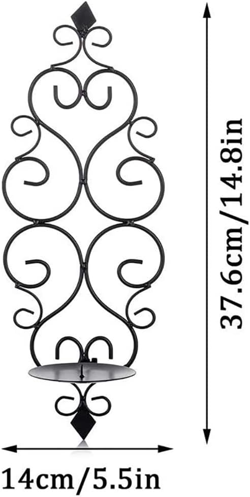Alnicov Iron Wall Candle Sconce Holder,Set of 2 Hanging Wall Mounted Pillar Candle Sconces Holder Wall Sconces Decor for Bedroom Dining Room Living Room Bathroom,Black