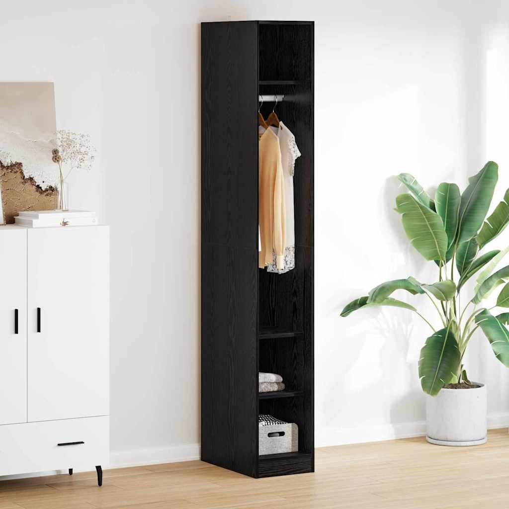 vidaXL Garderoba Czarny Dąb 50 x 30 x 200 cm Drewno inżynieryjne