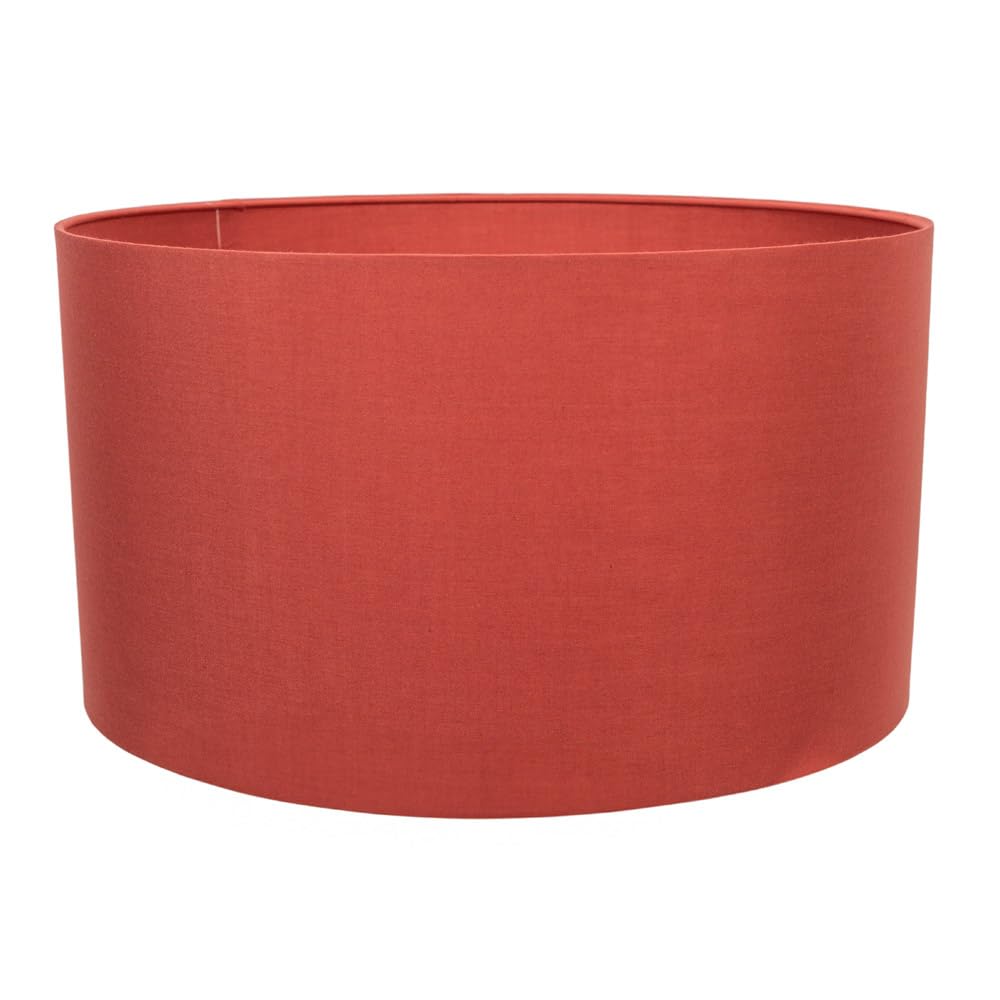 ValueLights Reni Rust Red Fabric Easy Fit Drum Ceiling Lamp Shade with LED Bulb in Burnt Orange | Size: Large