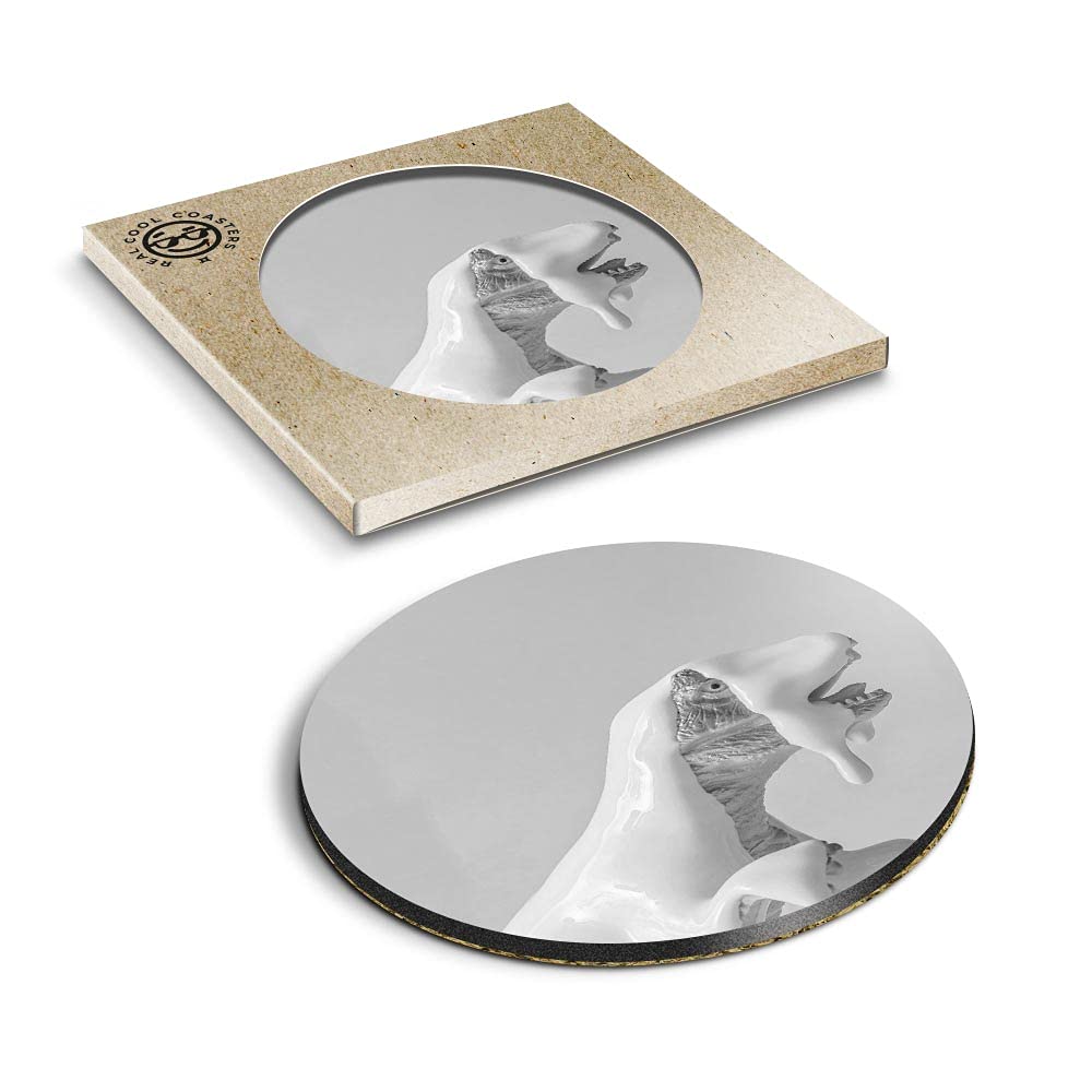 1 x Eco Boxed Cork Coasters - BW - ny T-rex Dinosaur Drink Cup Mug Glass Table Mat #35623