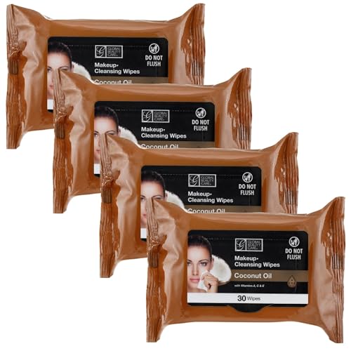 Coconut Oil Makeup Cleansing Wipes – 30 Count | Hydrating & Gentle Face Wipes with Coconut Oil & Vitamins A, C & E | Removes Makeup| Soft & Nourishing for All Skin Types | Travel-Friendly
