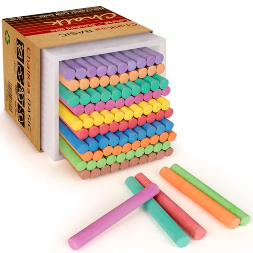 Dustless Colored Chalk 100PCS 10 Colors Non-Toxic Classroom Chalks for Teachers & Students School Chalkboard Supplies