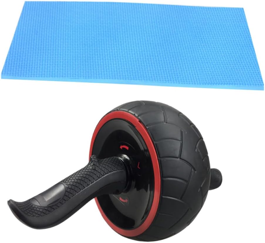 Rubber Abdominal Wheel Roller with Knee Mat Core Strength Trainer for Men Women Silent Exercise Equipment for Abdominal and Upper Body Workouts for Home Fitness