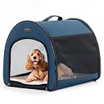 PETSFIT Collapsible Dog Crate, Dog Travel Crate - 26.5 Inch Lightweight, Roomy, Easy to Set Up, Portable Pop Up Dog Carrier with Thick Mat, Sturdy Soft Sided Dog Crate, Navy Blue