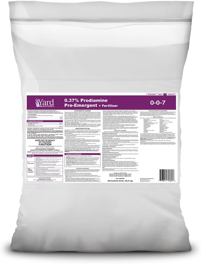 0-0-7 Granular Prodiamine Pre-Emergent Herbicide Fertilizer - 45lbs Covers 15,000 sq ft at 3 lbs/1,000 sq ft - Great for preventing crabgrass, POA annua (Annual Bluegrass), and More