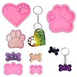 Hundemarke Silikonform,Handgefertigte Schlüsselbund Silikonform,Harz Form,4 Stück Hundemarke Schlüsselbund Silikonform,Hundeknochen Förmige Silikon Form,Resin Schlüsselanhänger,Harz Silikonformen