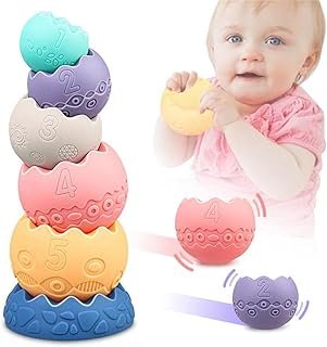 Baby Sensory Balls Toys for Babies 6 9 12 18 Months Soft Building Blocks Toddlers Montessori Early Developmental Educational Fine Motor Skills Stacking Ring Infant Boys Girls Gifts One 1 2 3 Year Old