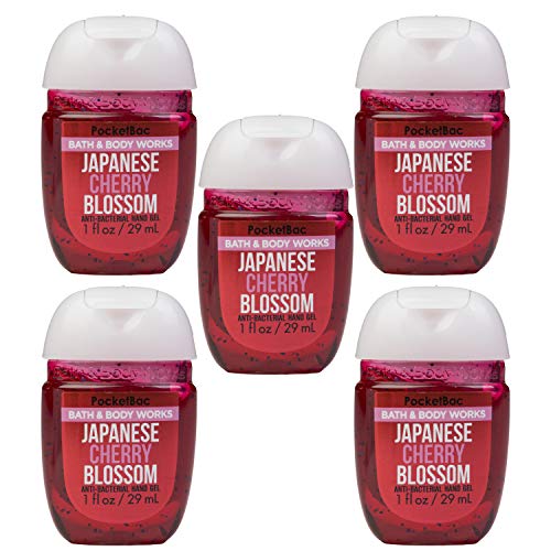 Bath & Body Works Japanese Cherry Blossom 5-Pack PocketBac Sanitizers Anti-Bacterial Hand Gel 1 Fl Oz
