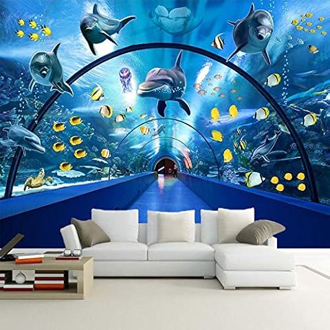 DECOVSUN Wall murals for bedrooms Animals Underwater World Dolphins Whales 78.74x59.10 inch 3D Printing DIY Self Adhesive Removable Living Room Bedroom TV Background Wall Art Decor Wall Art Stickers Cover