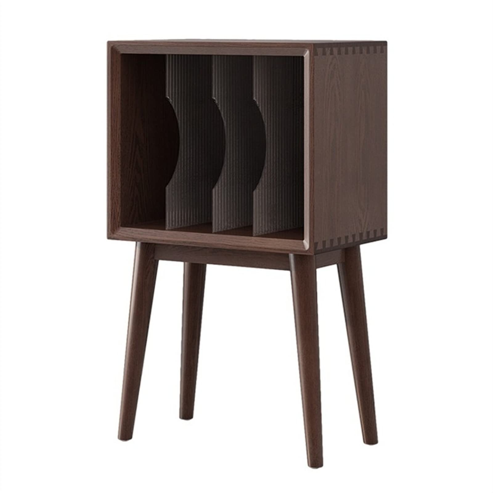 Rack per dischi Supporto for giradischi, supporto for con divisorio in vetro rimovibile, tavolo for riporre dischi in vinile gambe in legno massiccio for soggiorno, camera da letto