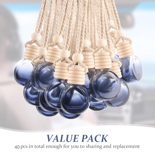 Image of 40 Pack Black Hanging Car Air Freshener Diffuser Bottles Empty Glass Perfume Bottles Pendant Diffuser Bottle for Essential Oils Fragrance Aromatherapy Auto Ornaments