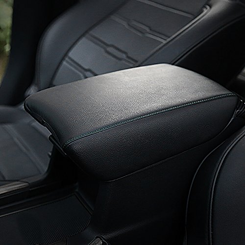 Bwen Car Center Console Box Cover,1pc Waterproof Car Armrest Box Cover Saver Fit for Honda CRV 2017 2018 2019 2020 2021 2022, Black with Black Stitches