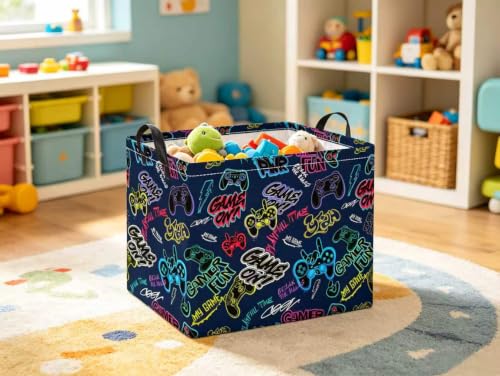 Image of Rectangular Valentines Basket for Women Girls Storage Bin Organizer Box Shelf Room Decor(Cool Game)