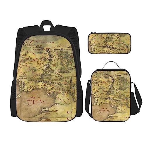 Sac à dos Terre du Milieu ergonomique à 3 pièces avec pochette repas isolée