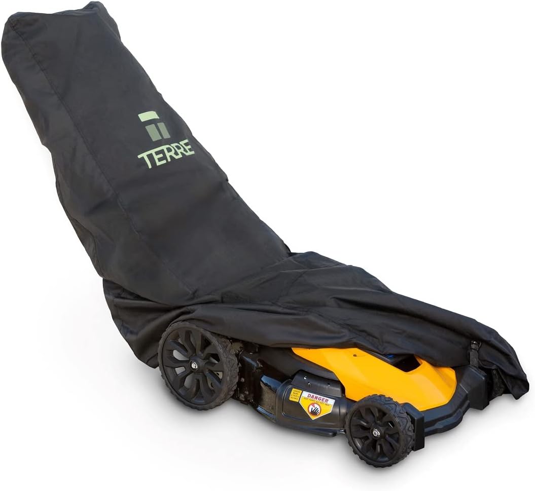 Terre Products Push Lawn Mower Cover Waterproof, UV Resistant, Heavy Duty 600D Polyester Oxford Material For Outdoor Protection From Adverse Weather, Windproof Drawstring Designed For Storage and