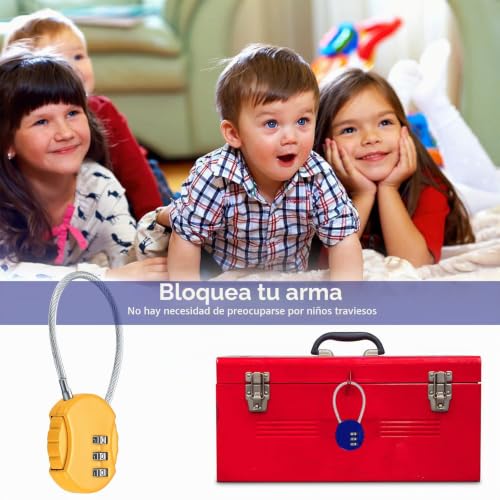 Miniatura 4 de 4 Piezas Candados De Combinación, Colores Candado De Alambre Para Equipaje, Candados De Seguridad De Combinación De Numerico 3 Dígito Para Gimnasio Maleta Equipaje, Con 4 Codificadores