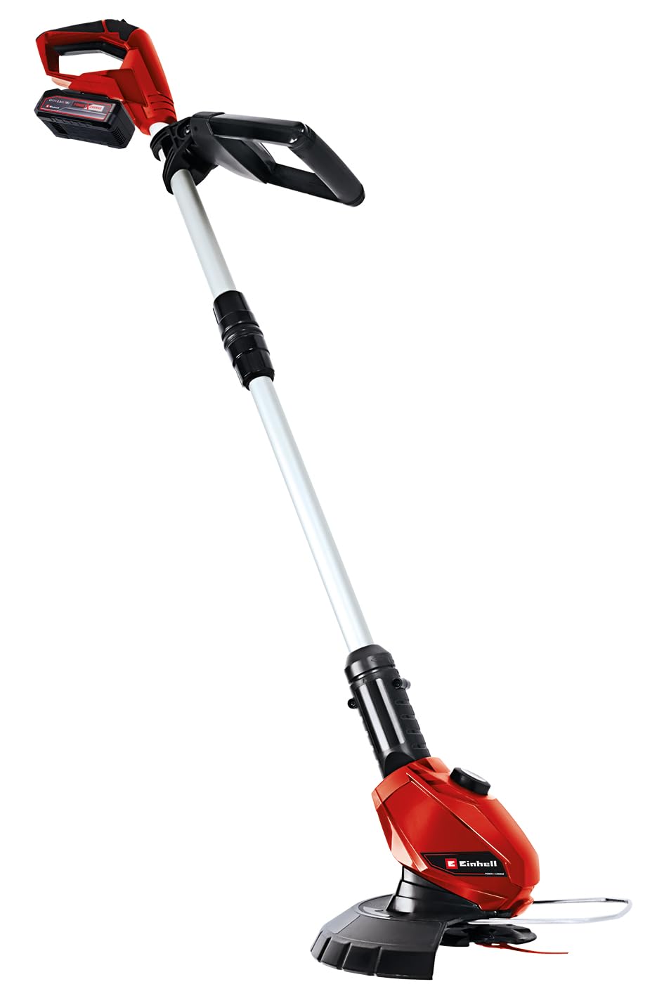 Einhell Recortadora con batería GE-CT 18 Li (1 x 2,5 Ah) Power X-Change (18 V, Cabezal de Motor Giratorio + inclinable, Flowerguard, Incl. 20 Cuchillas de plástico y batería de 2,5 Ah + Cargador)