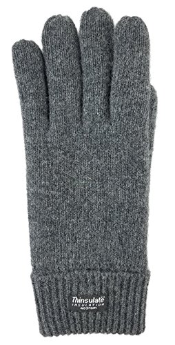 Image of BRUCERIVER Men's Pure Wool Knitted Gloves | Insulated Fleece Lining