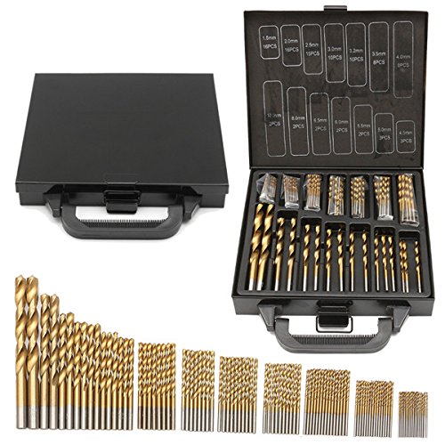 EsportsMJJ 99Pcs 1.5-10 mm Titanio Recubierto HSS Brocas Helicoidales Conjunto