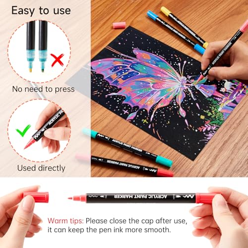 Image of Shuttle Art 80 Colors Dual Tip Acrylic Paint Markers, Brush Tip and Fine Tip Acrylic Paint Pens for Rock, Ceramic, Wood, Canvas, Plastic, Glass, Stone, Calligraphy, Card Making, DIY Football Crafts