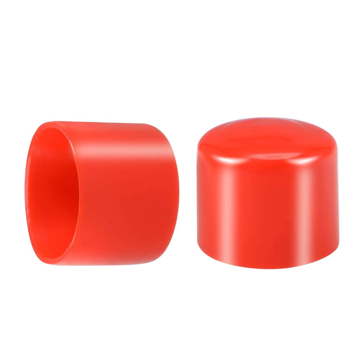 Screw Thread Protectors, PVC Rubber Round Tube Bolt Cap Plastic End Cap Cover Thread Protectors Red, Inner Dia 42mm， 100 Pcs