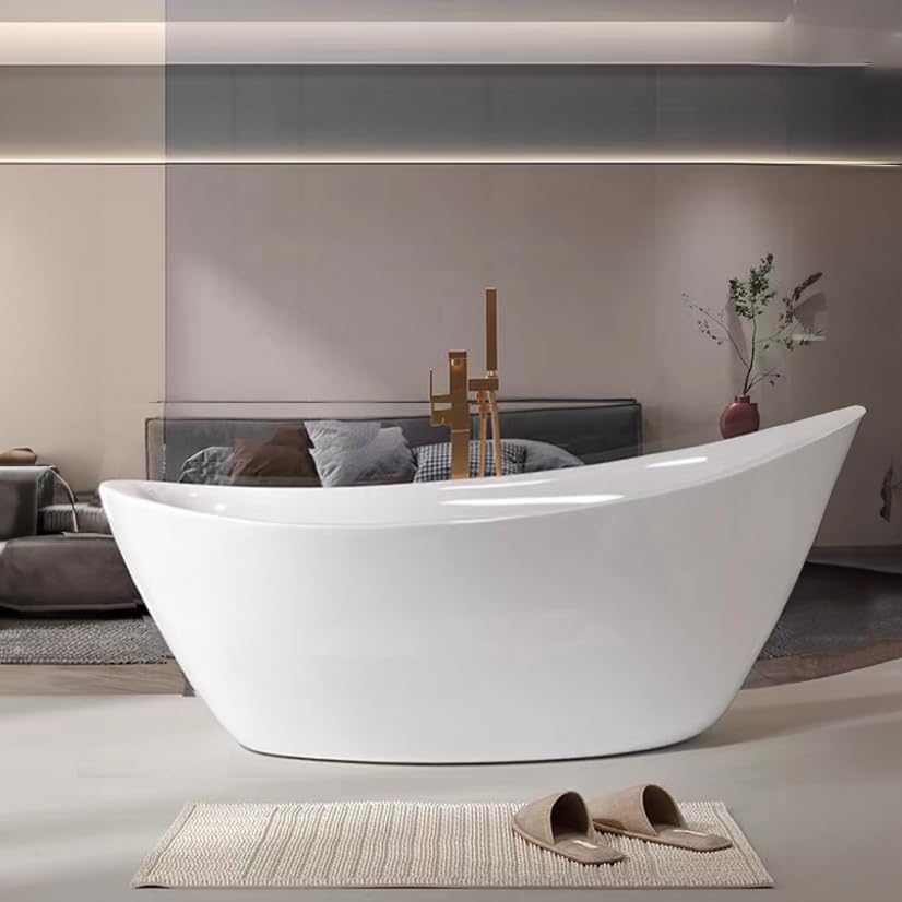 Free Standing Tub 55" Acrylic Freestanding Bathtub Adjustable Soaking