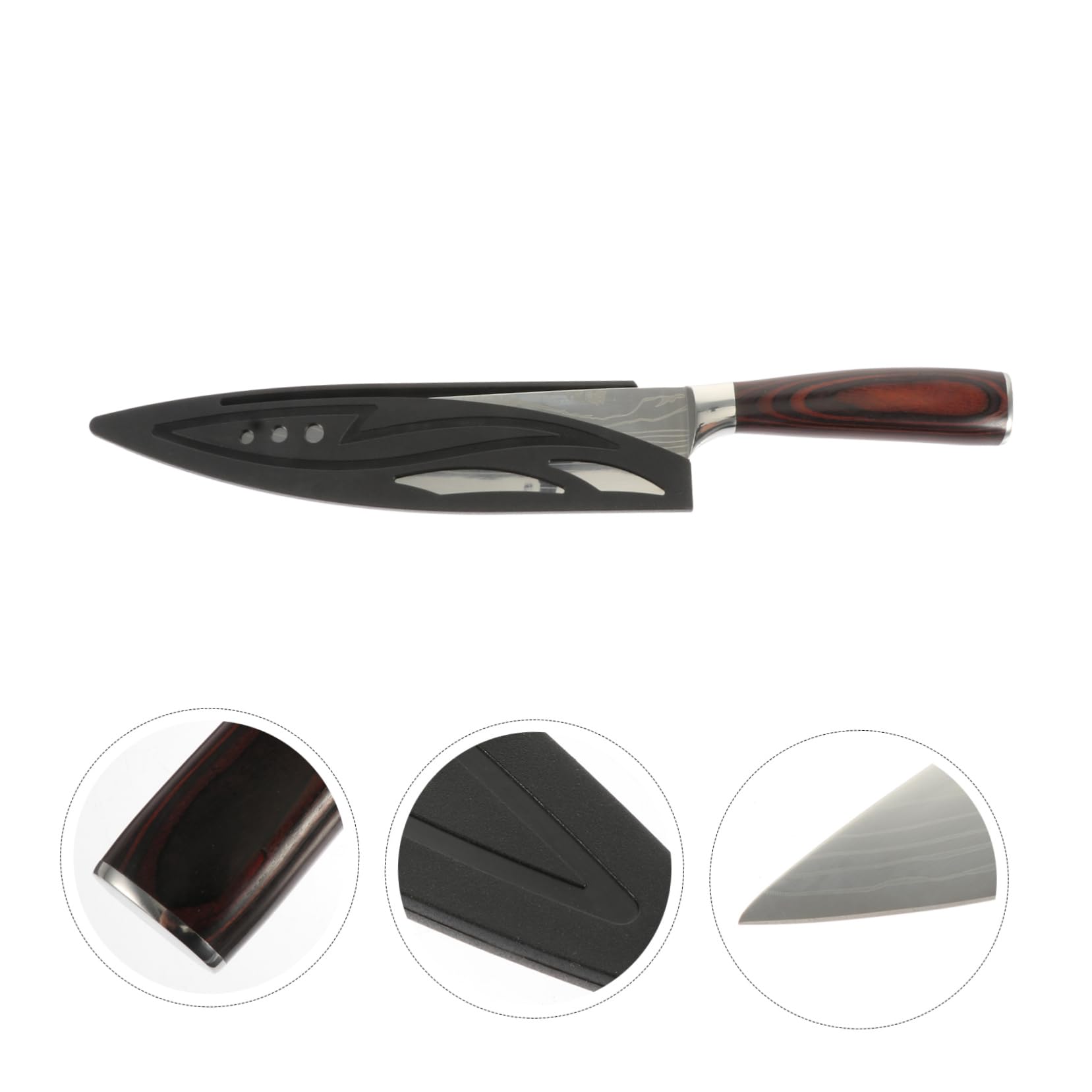 LABRIMP Cuchillo de Cocina Japonés Profesional Cortador Multiusos de Madera y Acero Mango Antideslizante para Cocina en Casa y Restaurantes