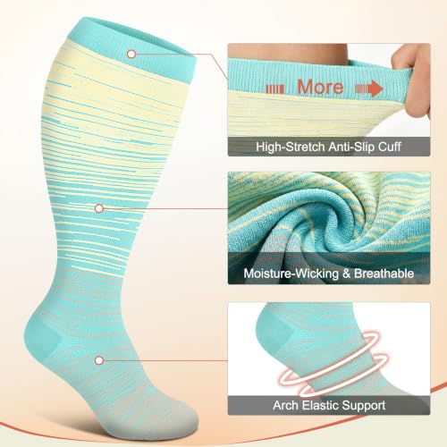 Image of Graduated Copper Compression Socks for Women Men Circulation 20-30mmhg-Best Support for Running,Nursing,Hiking