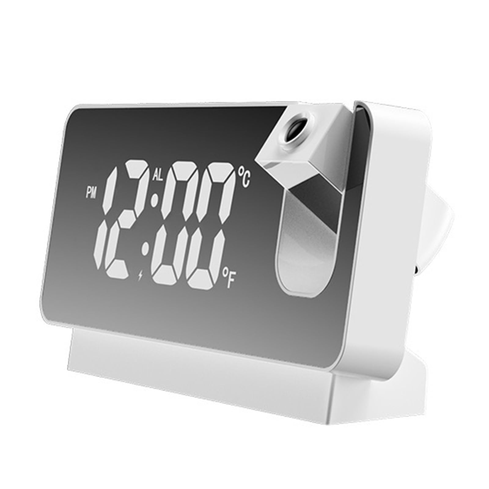 KOESRXNQW LED Digital Alarm Clock Watch Table Electronic Desktop Clocks USB Wake Up FM Radio Time Projector Snooze Function Clear Projection(White)