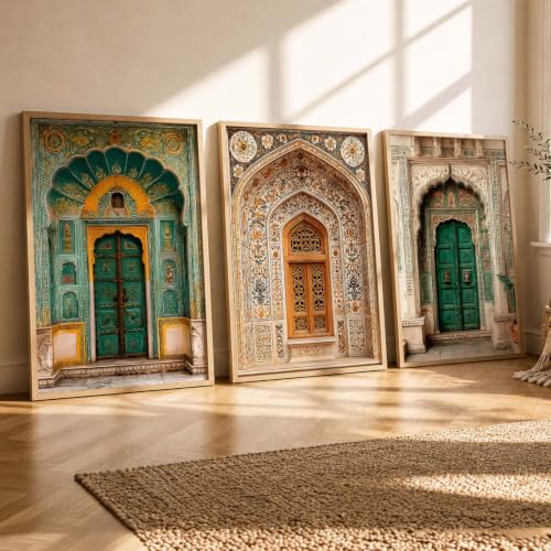Image of kotart Decorative Traditional Indian Wall Art Paintings | Wall Posters With frames | Framed Painting for Living Room Home Room Bedroom Office Decor Set of 3