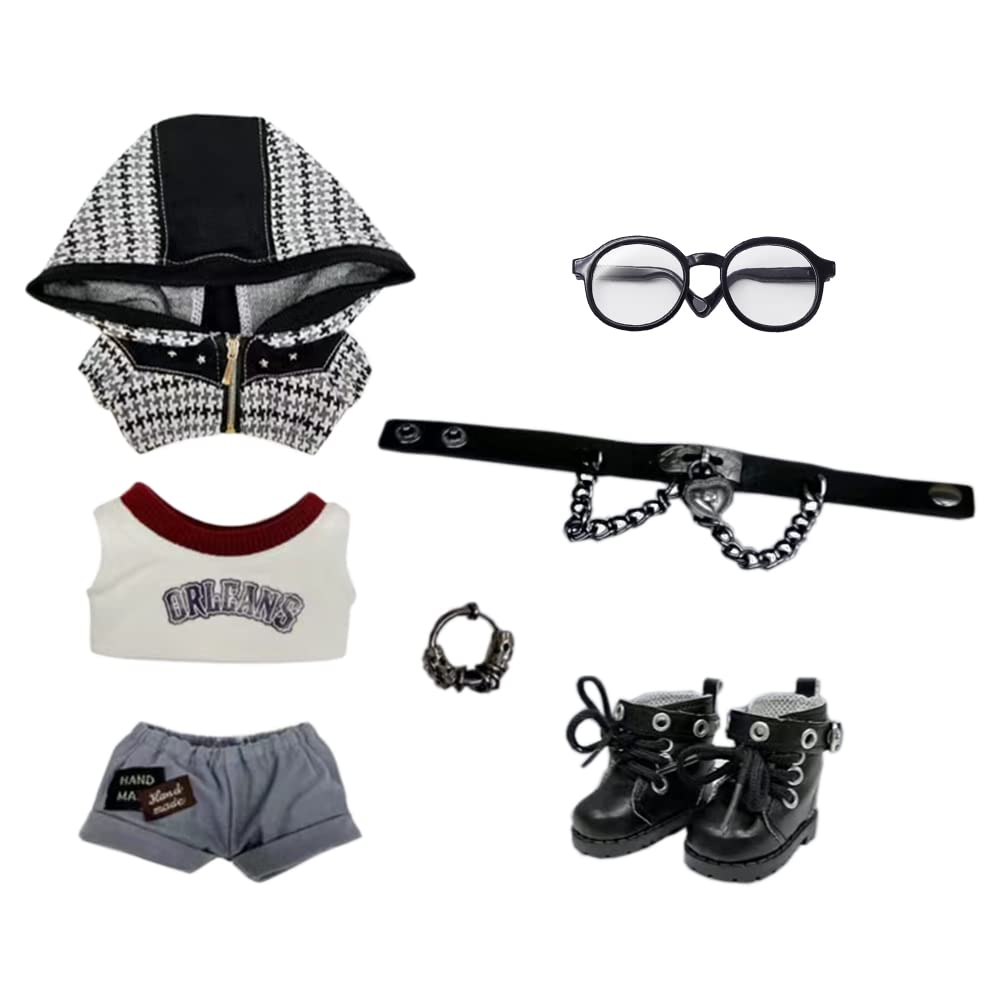 Niannyyhouse Lot De Vêtements Pour Poupée 20 Cm - Manteau, Chemise, Pantalon, Gilet Et Accessoires Costume Noir