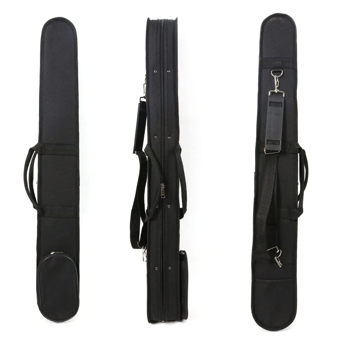Estuche para arco de doble bajo, 2 unidades, estilo francés alemán con correas fuertes, ligero, duradero, color negro