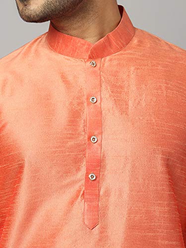 Image of Uri and MacKenzie Banarasi Dupion Silk Solid Kurta Churidar Pyjama Set for Men